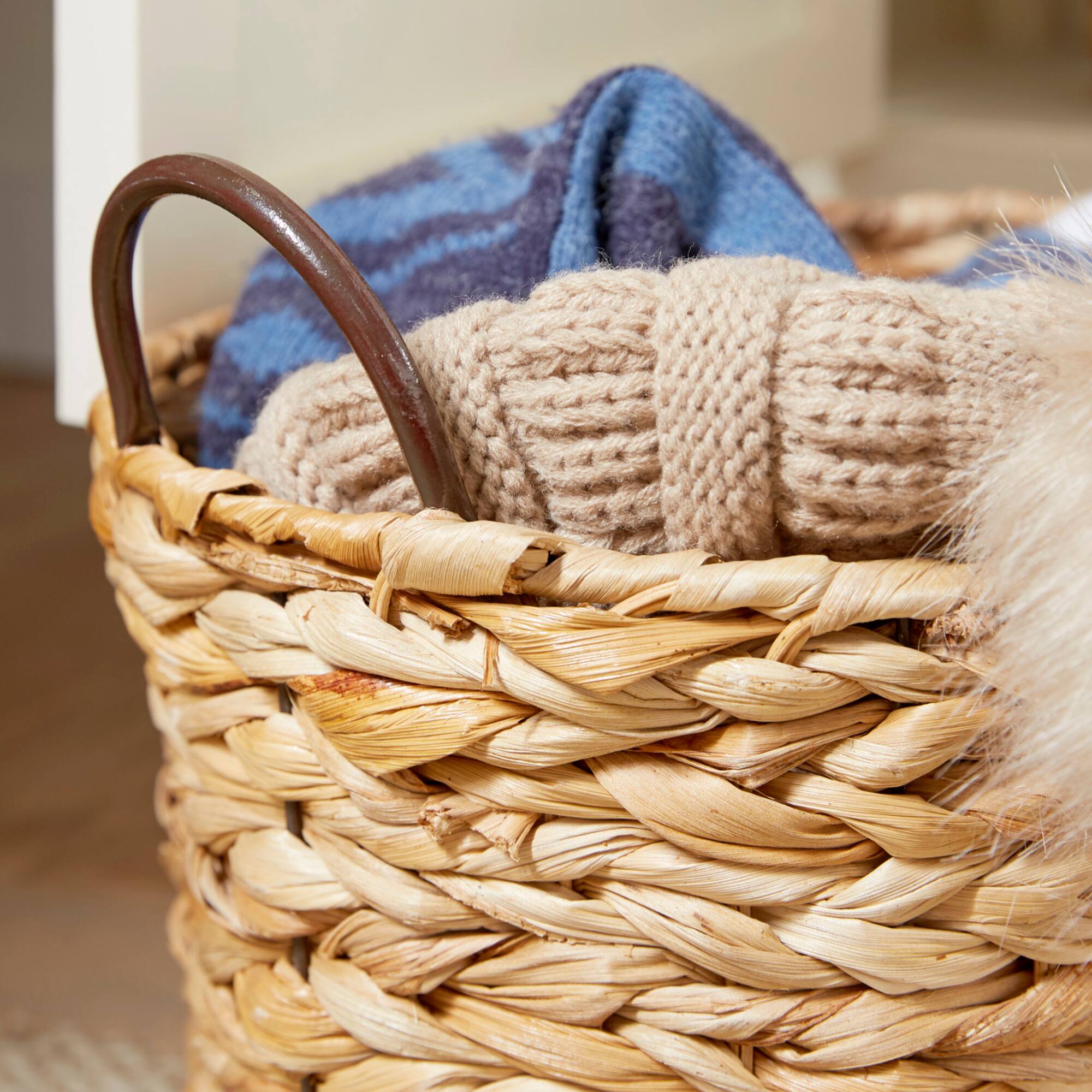 Brown Metal Natural Storage Basket Set